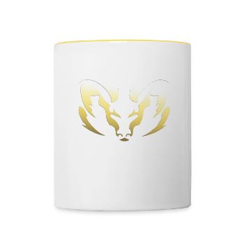 Widder gold Sternzeichen Tattoo Geschenk - Tasse zweifarbig - Weiß/Gelb - Vorne