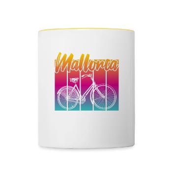 Vintage Bike Mallorca Sunset - Contrasting Mug - white/yellow - Front