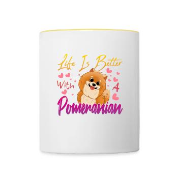 Pomeranian Liebhaber - Tasse zweifarbig - Weiß/Gelb - Vorne