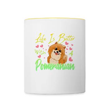 Pomeranian Liebhaber - Tasse zweifarbig - Weiß/Gelb - Vorne