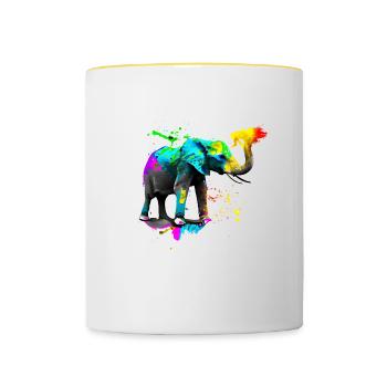 Safari Kunst Elefant - Tasse zweifarbig - Weiß/Gelb - Vorne