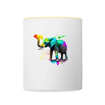 Safari Kunst Elefant - Tasse zweifarbig - Weiß/Gelb - Vorne