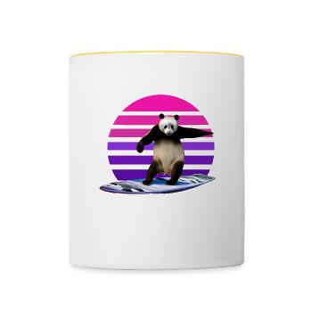 Panda Surfer - Contrasting Mug - white/yellow - Front