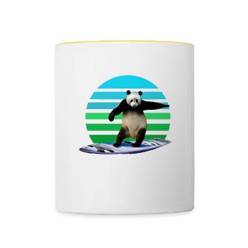 Panda Surfer - Contrasting Mug - white/yellow - Front