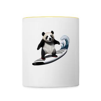 Panda Surfer - Contrasting Mug - white/yellow - Front