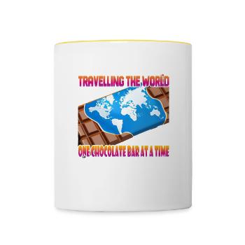 Travelling with a chocolate bar - Contrasting Mug - white/yellow - Front