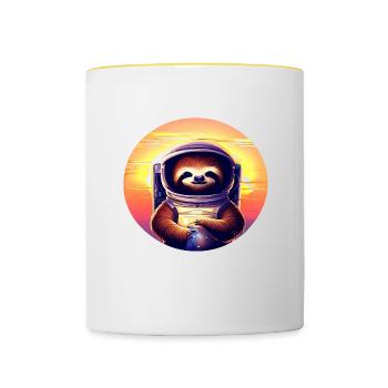 Plus paresseux dans l’espace au coucher du soleil - Mug contrasté - blanc/jaune - Devant