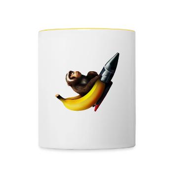 Rocket Banana Monkey Astronaut - Contrasting Mug - white/yellow - Front