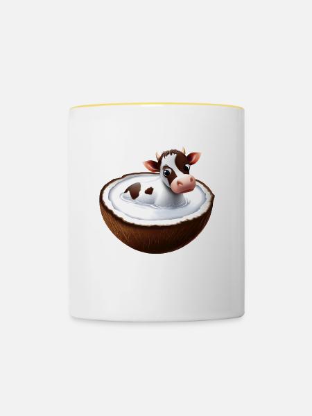Vache à la noix de - Mug contrasté - blanc/jaune