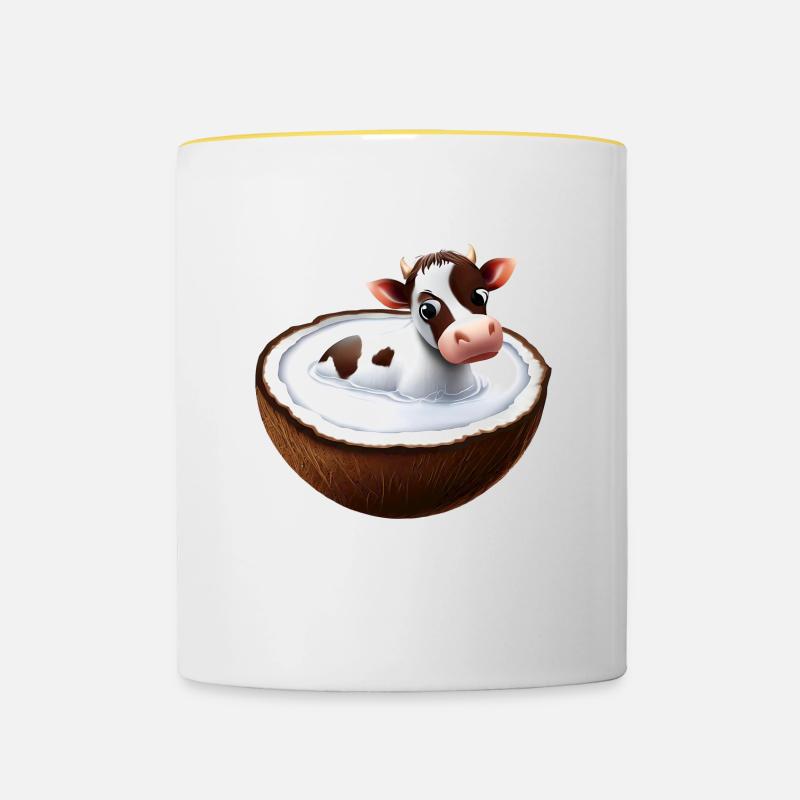 Vache à la noix de - Mug contrasté - blanc/jaune