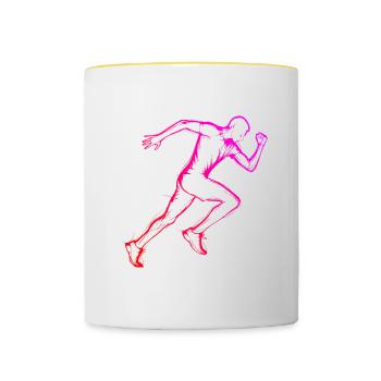 Jogging Running Fitness Course Jogging Homme - Mug contrasté - blanc/jaune - Devant