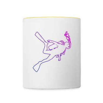 Herren Scuba Tauchen Diving Taucher Scuba Taucher - Tasse zweifarbig - Weiß/Gelb - Vorne