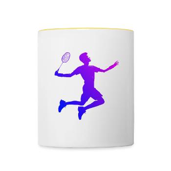 Squash Federball Badmintonspieler Badminton - Contrasting Mug - white/yellow - Front