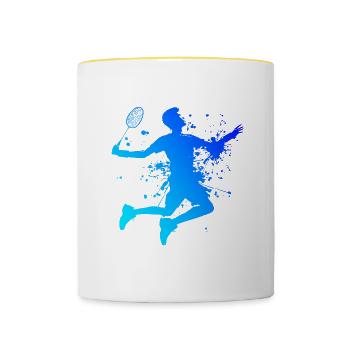 Badminton Player Squash Badminton Men Women - Contrasting Mug - white/yellow - Front