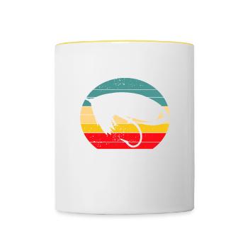 Vintage Fly Fishing Sunset - Contrasting Mug - white/yellow - Front