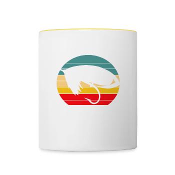 Vintage Fly Fishing Sunset - Contrasting Mug - white/yellow - Front