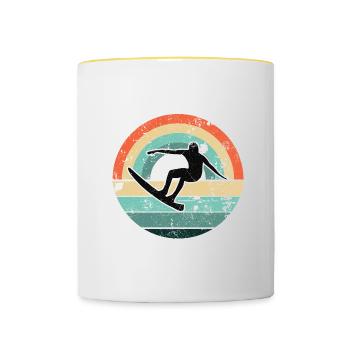 SURFER LAKE BEACH COAST HOLIDAY SURFING SURF MOTIVES - Contrasting Mug - white/yellow - Front