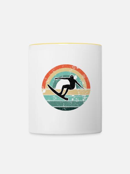 SURFER SEE STRAND KÜSTE URLAUB SURFING SURF MOTIVE - Tasse zweifarbig - Weiß/Gelb