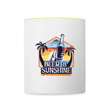 TRINK BIER SONNEN URLAUB PARTY GRILLEN FEIER MOTIV - Tasse zweifarbig - Weiß/Gelb - Vorne