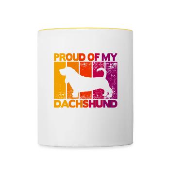 Fier de mon teckel - Mug contrasté - blanc/jaune - Devant