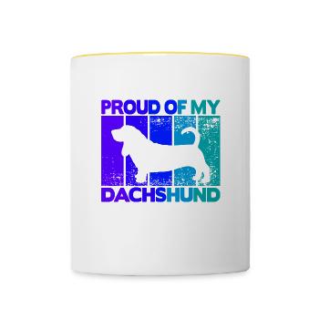 Fier de mon teckel - Mug contrasté - blanc/jaune - Devant