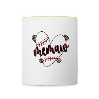 Memaw Grandma Of a Baseball Player Baseball Memaw - Contrasting Mug - white/yellow - Front