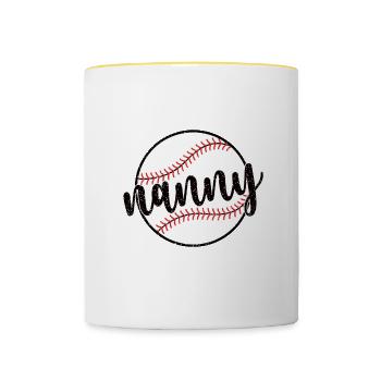 Nounou Grand-mère d’un joueur de baseball Nounou de baseball - Mug contrasté - blanc/jaune - Devant