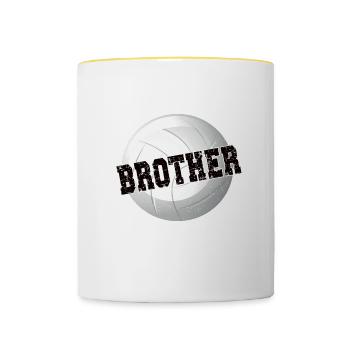 Proud volleyball brother Volleyball player brother - Contrasting Mug - white/yellow - Front