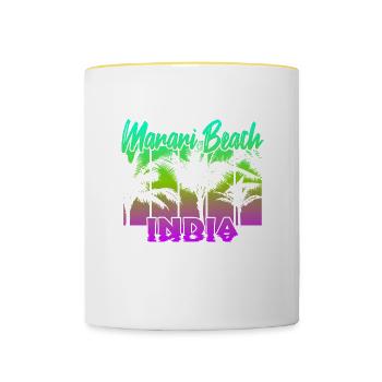 Marari Beach India - Tasse zweifarbig - Weiß/Gelb - Vorne
