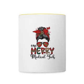 Technologie médicale Noël Med Lab Technologue Noël - Mug contrasté - blanc/jaune - Devant