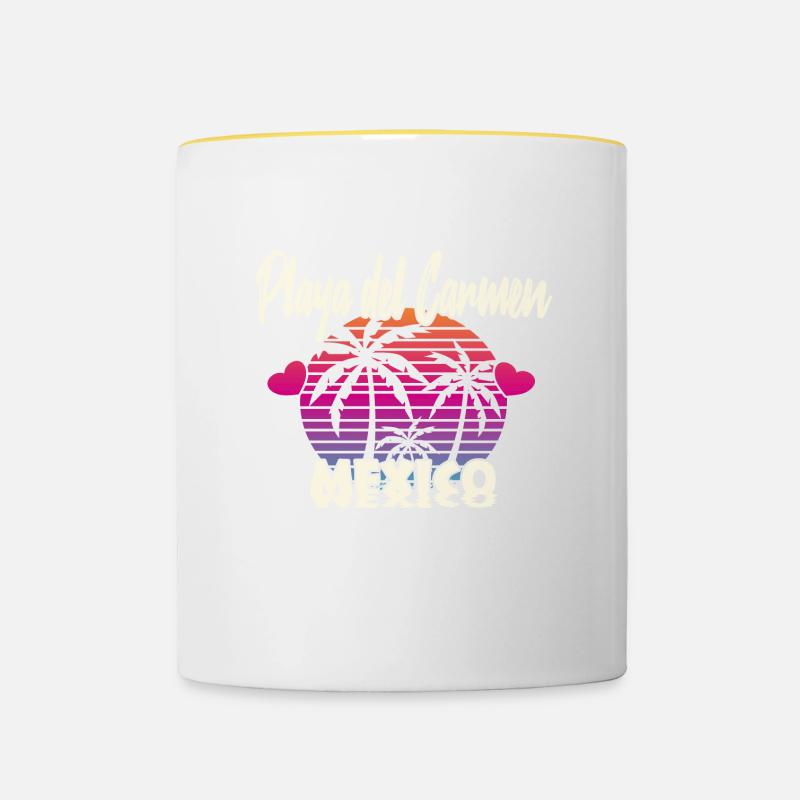 Playa Del Carmen Mexico - Tasse zweifarbig - Weiß/Gelb