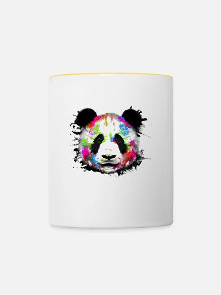 Bunter Panda - Tasse zweifarbig - Weiß/Gelb