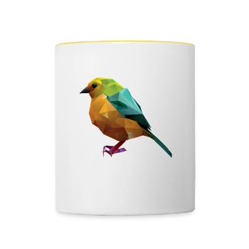 Polygon Bird Design - Contrasting Mug - white/yellow - Front
