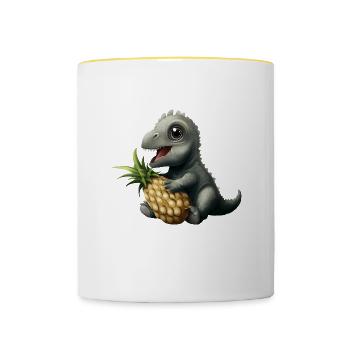 A sweet pineapple for the little dinosaur - Contrasting Mug - white/yellow - Front