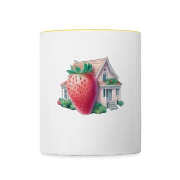 Erdbeerhaus - Tasse zweifarbig - Weiß/Gelb - Vorne