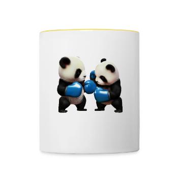 Fighting Panda Bears - Contrasting Mug - white/yellow - Front