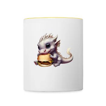 Cheeseburger Dragon - Mug contrasté - blanc/jaune - Devant
