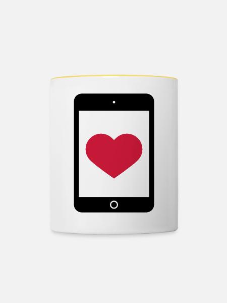 Love Smartphone Tablet - Tasse zweifarbig - Weiß/Gelb