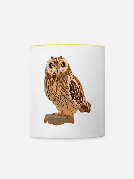 Sumpfohreule - Tasse zweifarbig - Weiß/Gelb