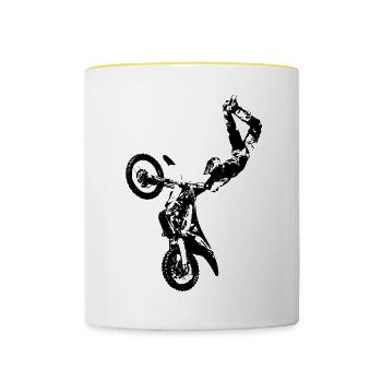 Motorcross black - Tasse zweifarbig - Weiß/Gelb - Vorne