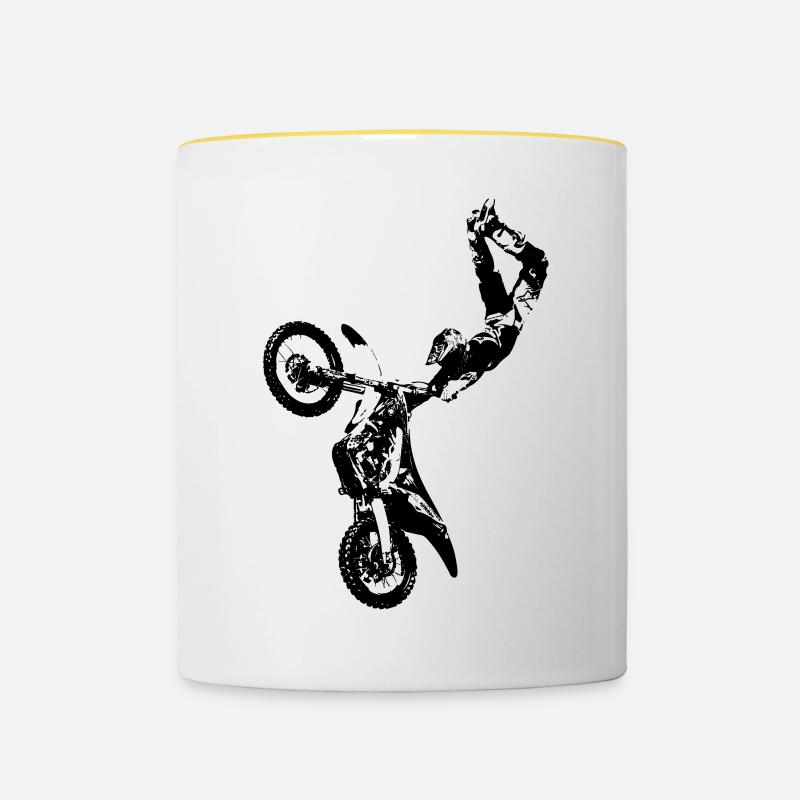 Motocross noir - Mug contrasté - blanc/jaune