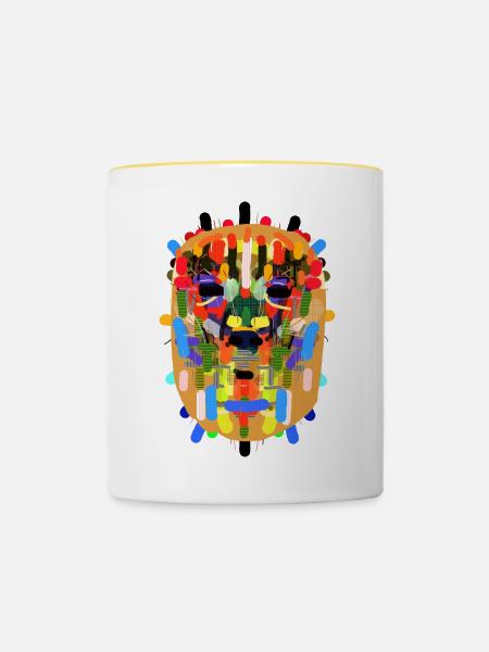 Brasilien Maske - Tasse zweifarbig - Weiß/Gelb