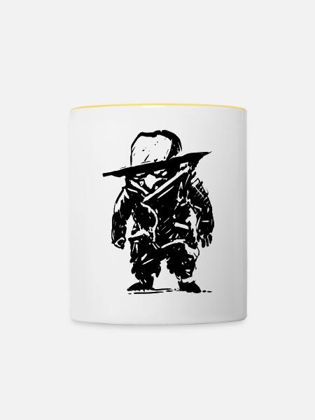 Gärtner im Regen - Tasse zweifarbig - Weiß/Gelb