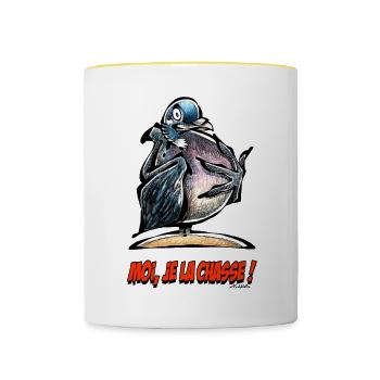 La Palombe, Moi Je La Chasse ! - Mug contrasté - blanc/jaune - Devant
