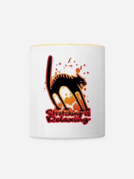Stretching is Relaxing - Tasse zweifarbig - Weiß/Gelb