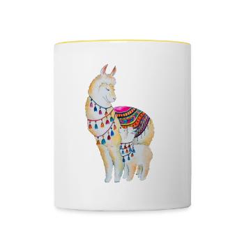 Llama - Contrasting Mug - white/yellow - Front