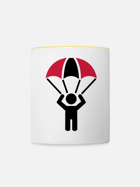 Fallschirm - Tasse zweifarbig - Weiß/Gelb