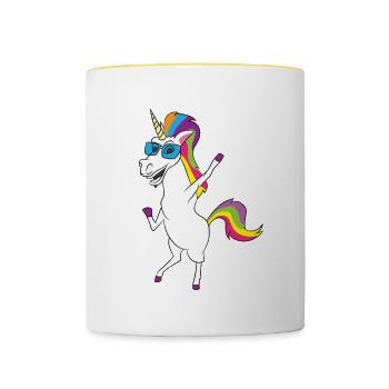 UNICORN LUNETTES DE SOLEIL - UNICORN AVEC LUNETTES DE SOLEIL - Mug contrasté - blanc/jaune - Devant