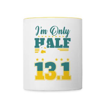 Motif marathon pour coureurs et joggeurs - Mug contrasté - blanc/jaune - Devant