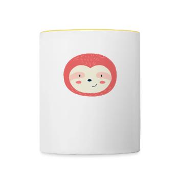 Sloth out of bed - Contrasting Mug - white/yellow - Front